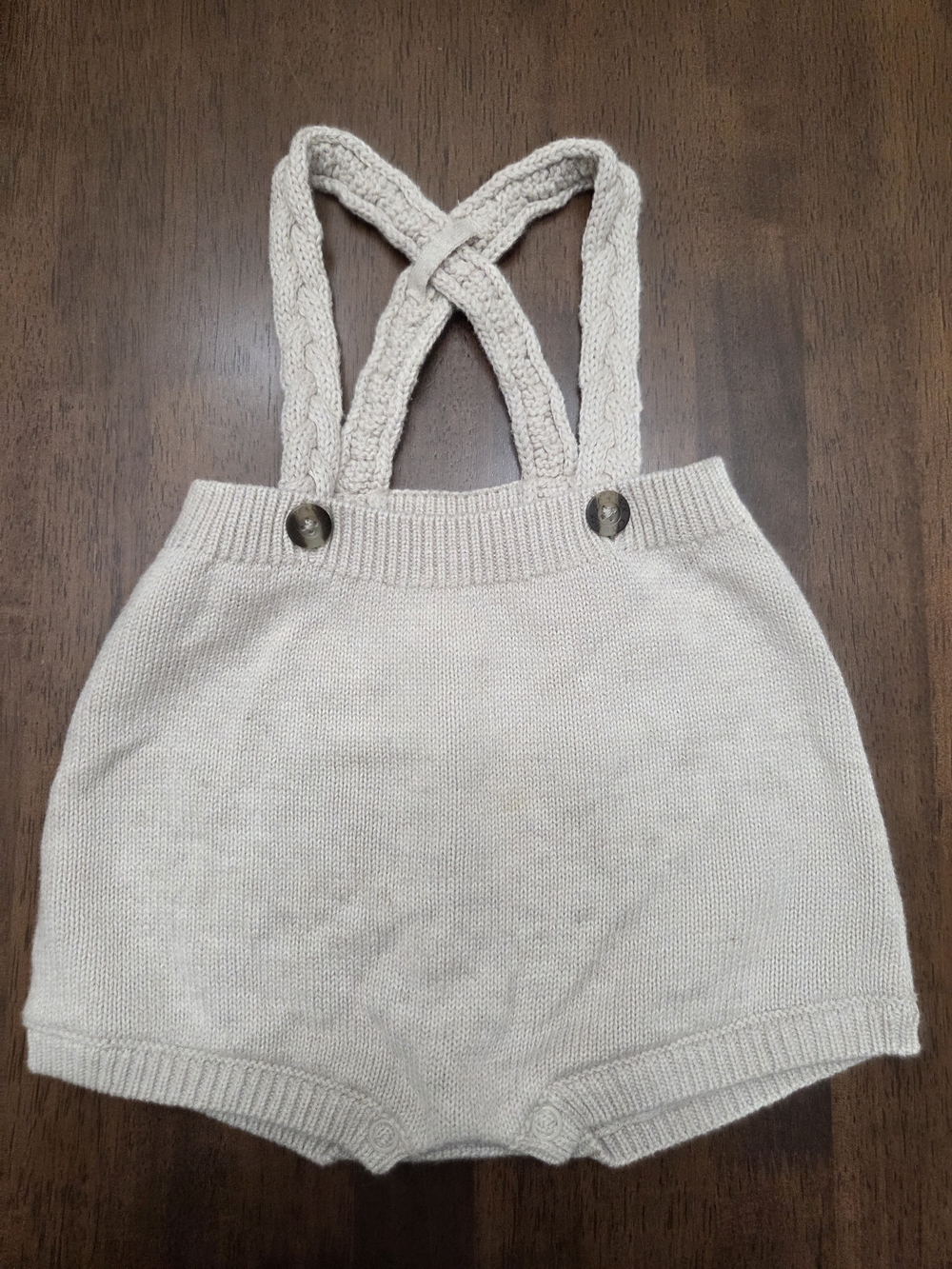 Cat & Jack Cream Knit Braided Strap Romper
